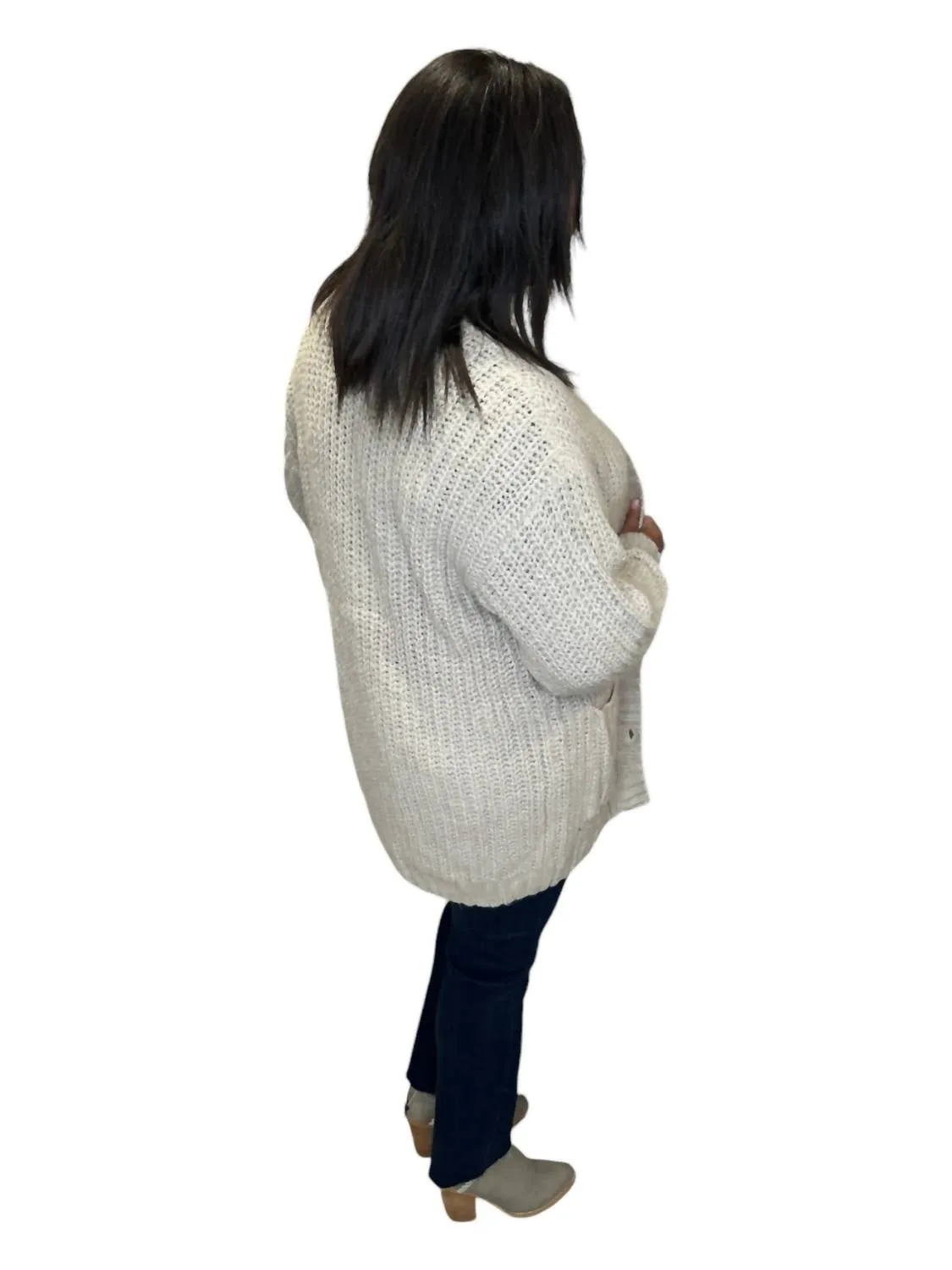 Cozy Chunky 3 Button Cardigan In Natural