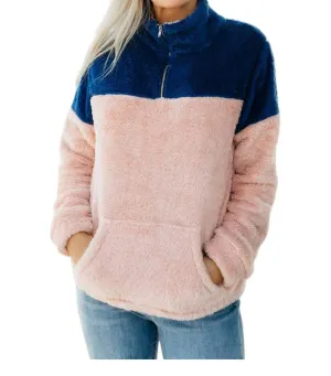 Cozy Dreams Pullover In Navy And Pink