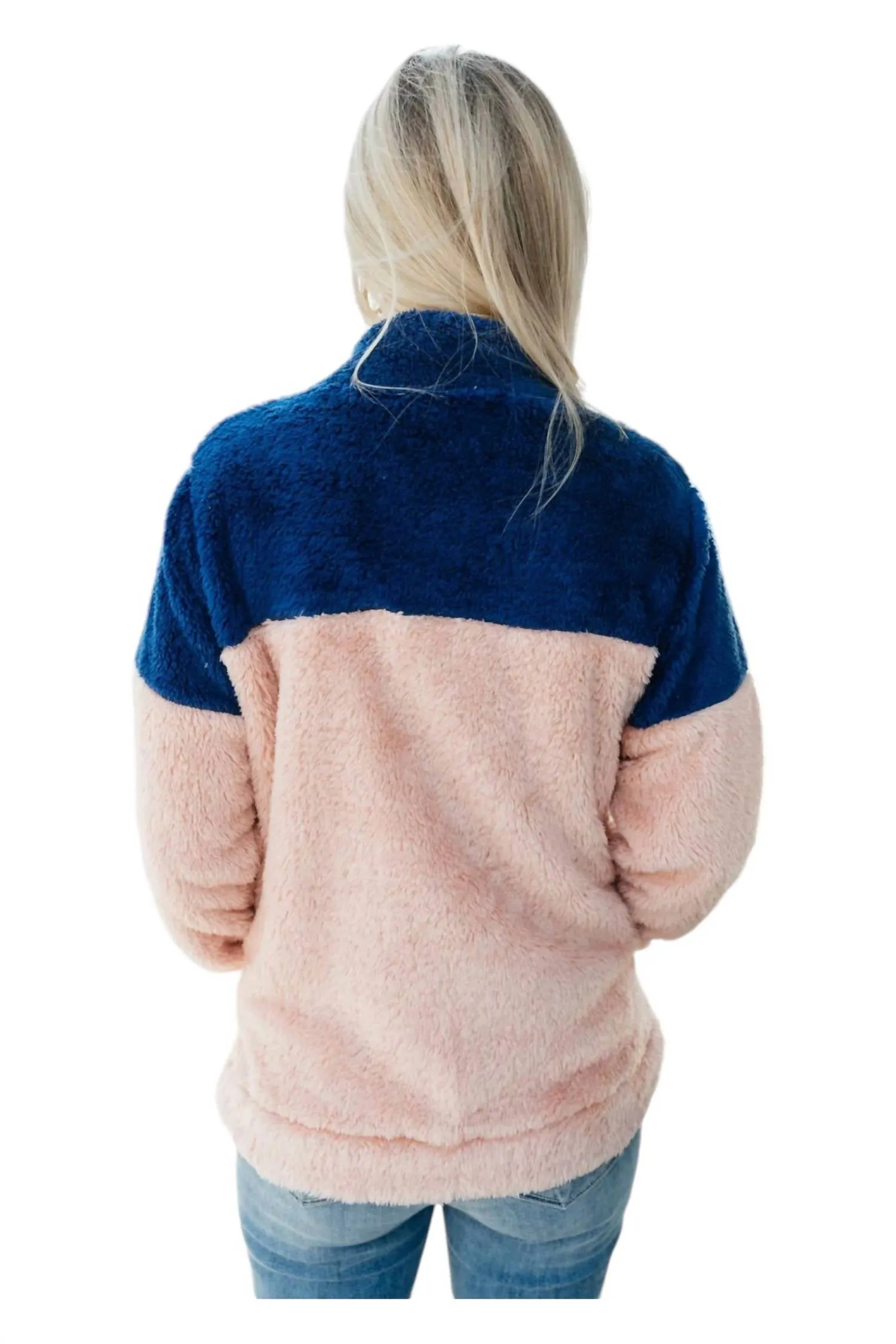 Cozy Dreams Pullover In Navy And Pink