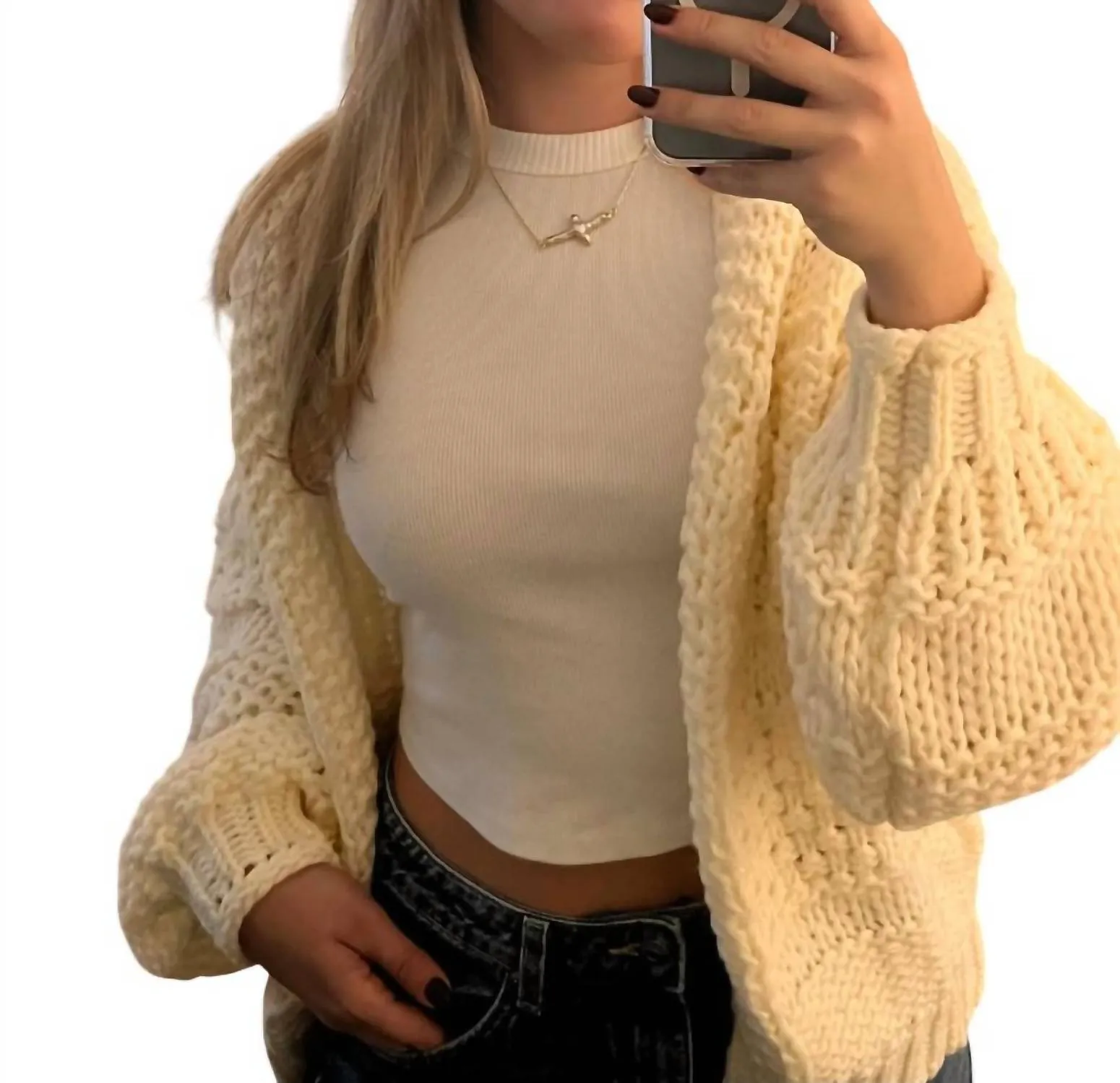 Cozy Knit Sweater In Cream