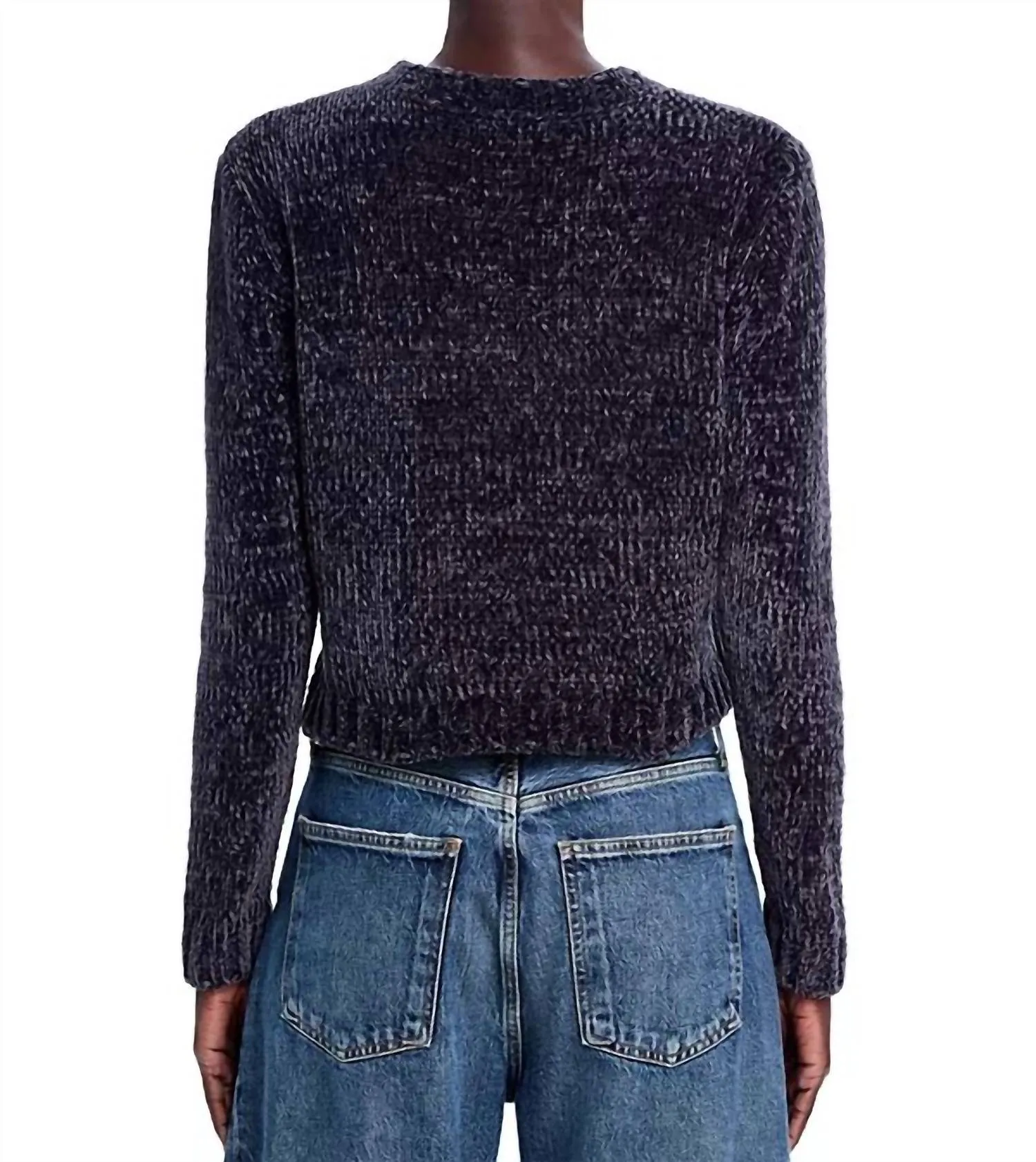 Crew Neck Chenille Sweater In Galaxy Smoke
