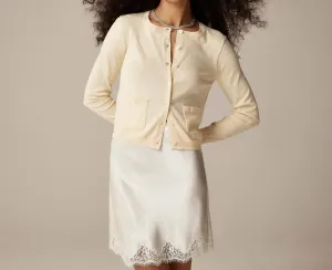 Crewneck Cardigan In Premium Ultrafine Cotton In Ecru
