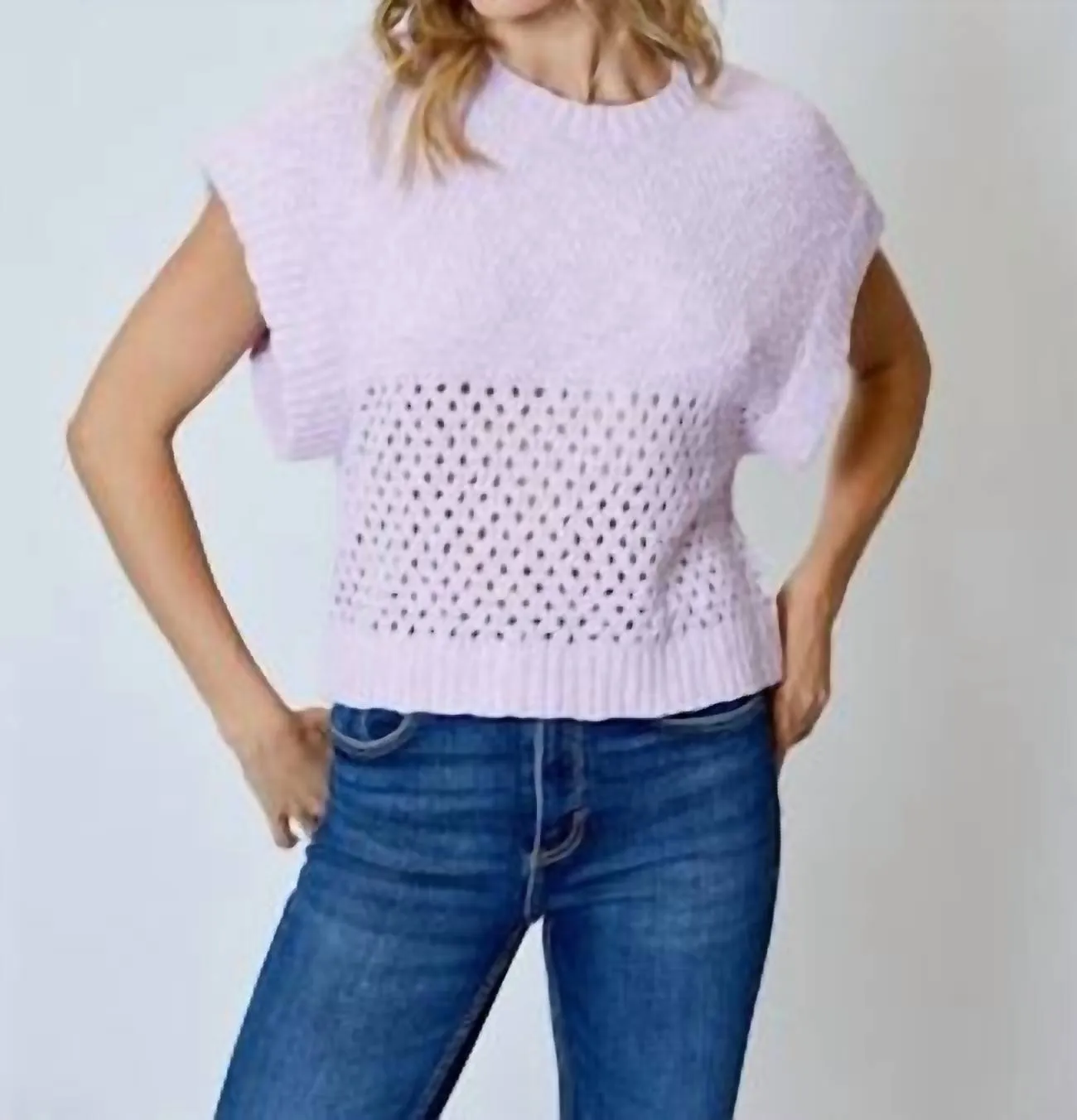 Crewneck Vest In Wild Lilac