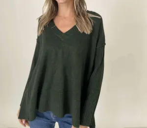 Cribbed Sweater In Hunter Green