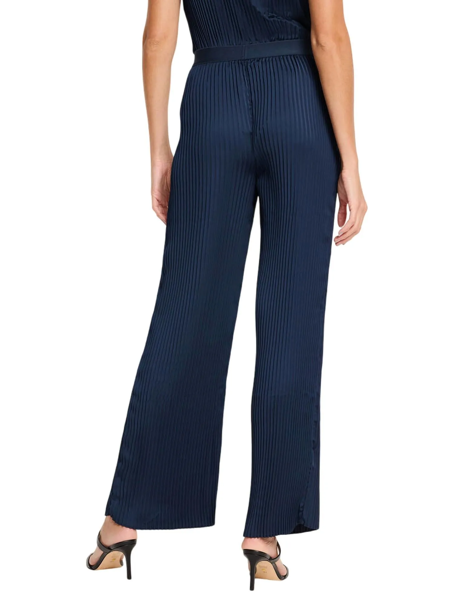 Crinkle Wide Leg Pant In Dark Indigo