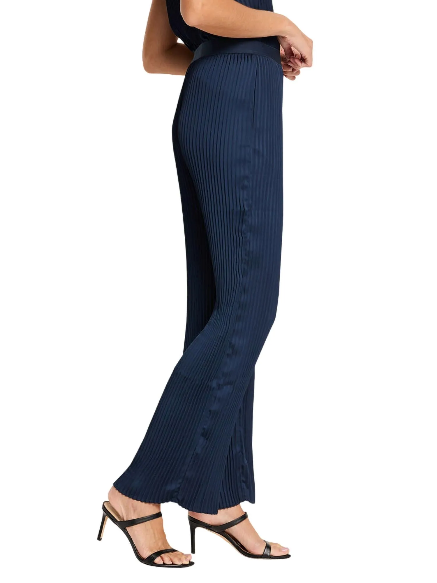 Crinkle Wide Leg Pant In Dark Indigo