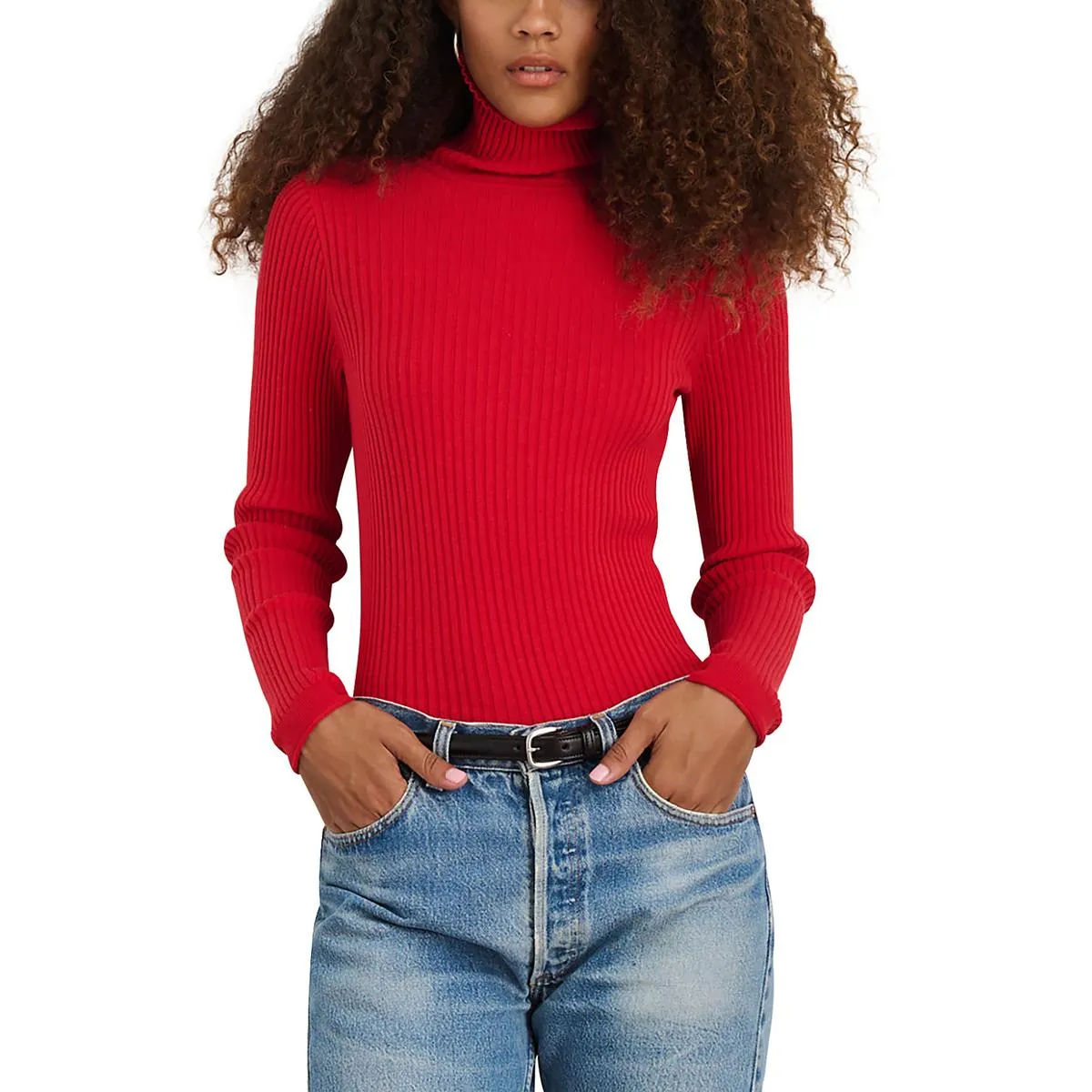 Cristy Womens Long Sleeve Ribbed Mock Turtleneck Sweater