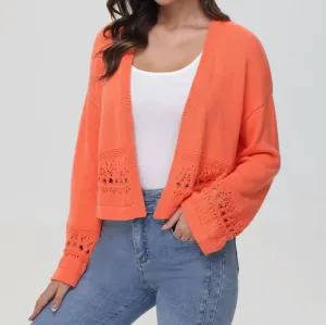 Crochet Kimono Cardigan In Watermelon