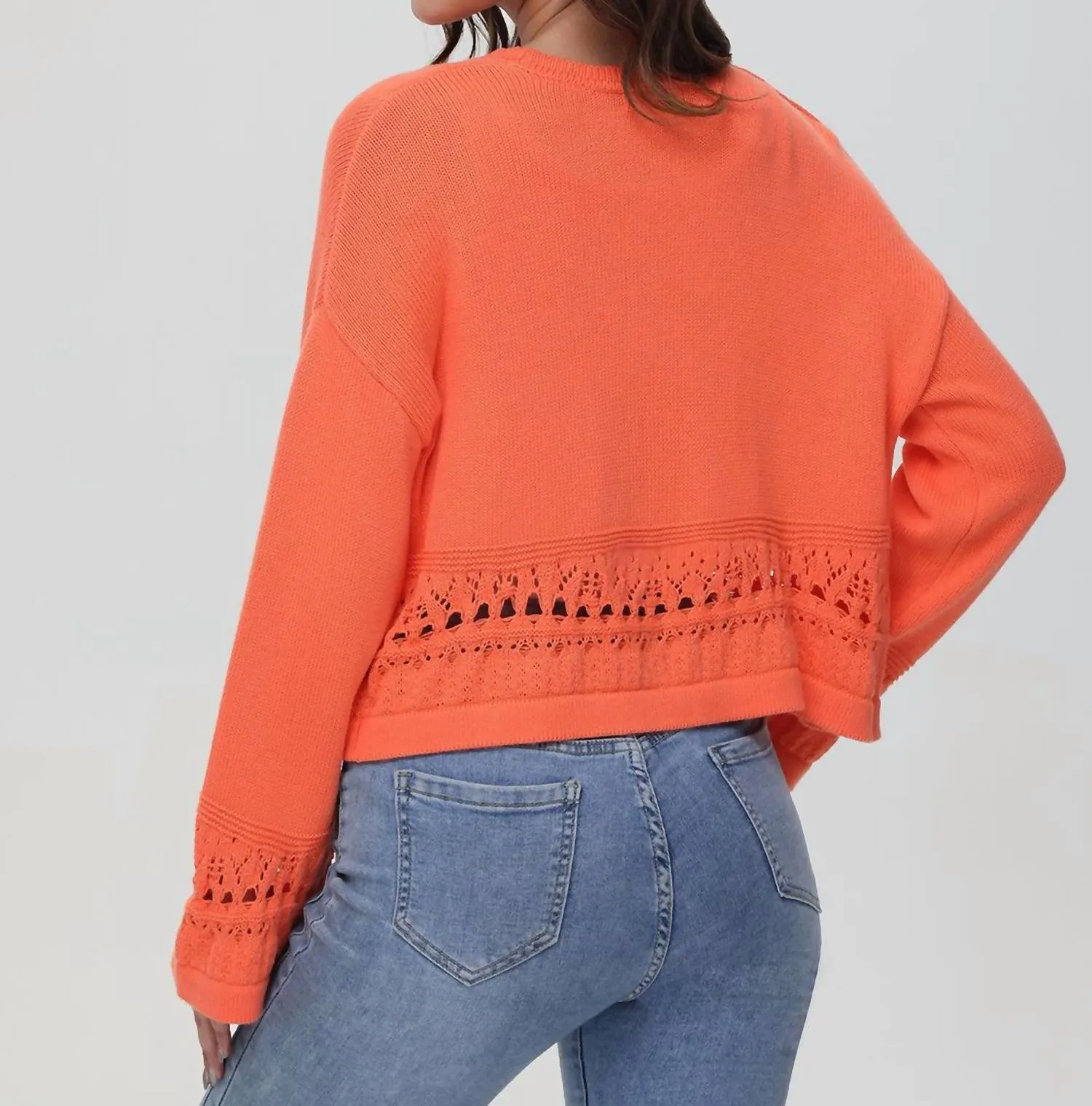 Crochet Kimono Cardigan In Watermelon
