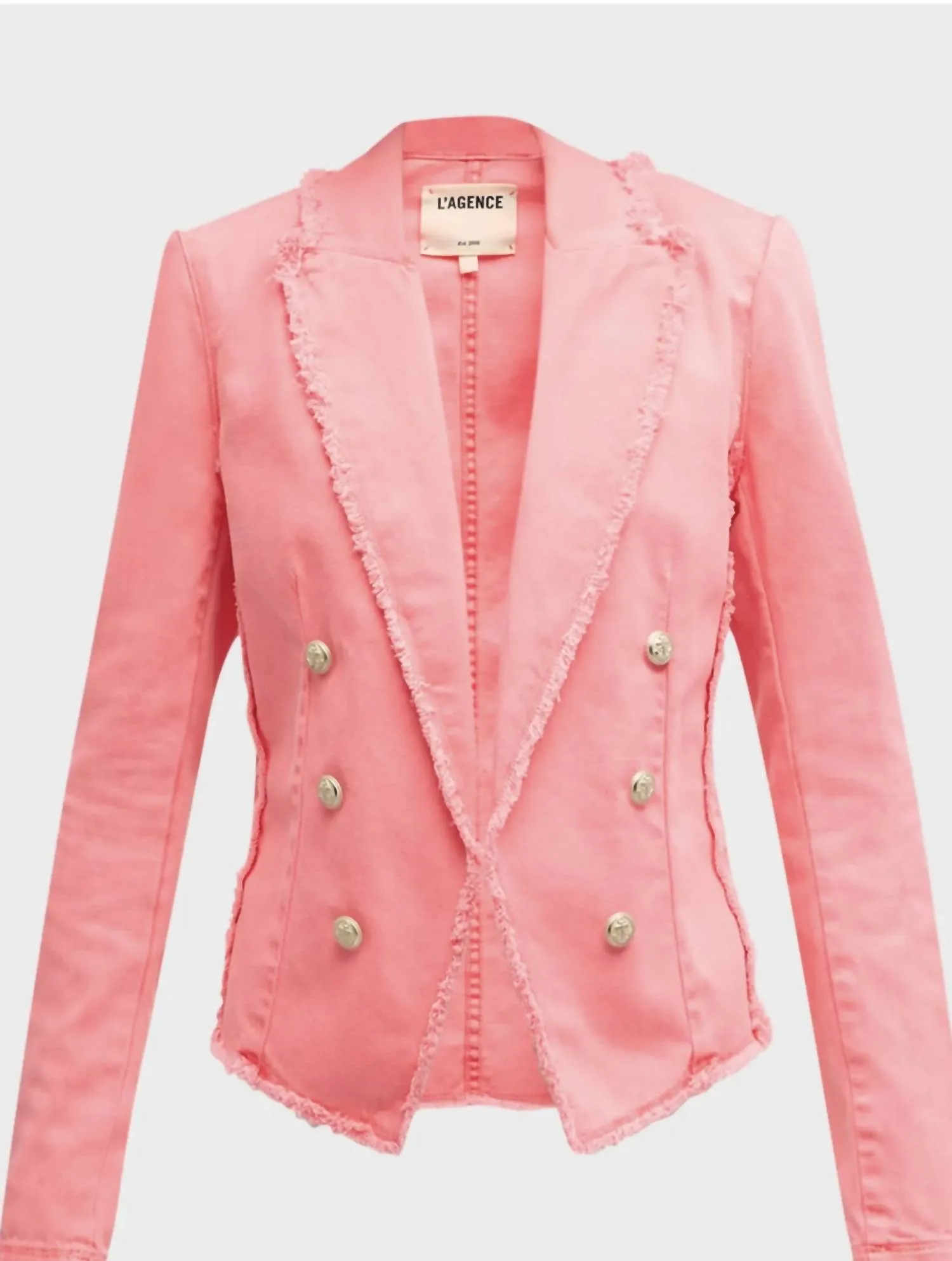Crop Fray Jacket In Soft Neon Coral