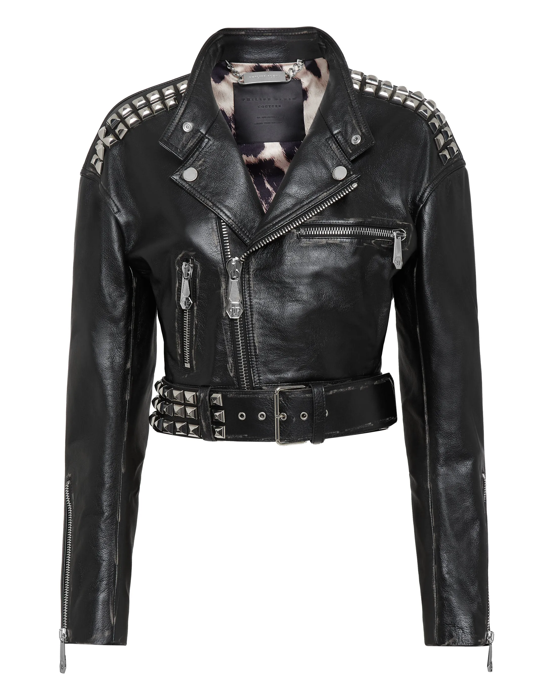 Crop Leather Jacket Studs