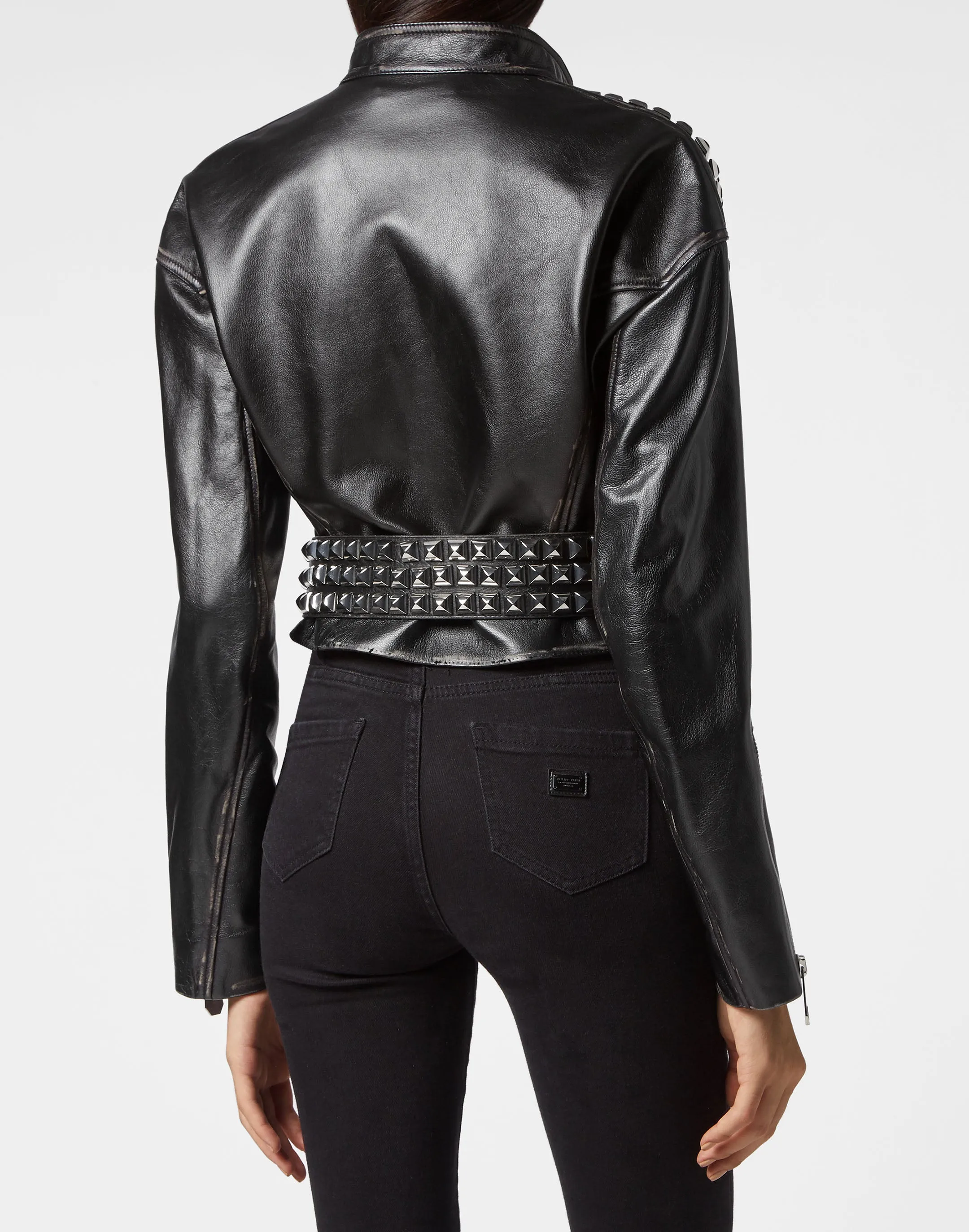 Crop Leather Jacket Studs