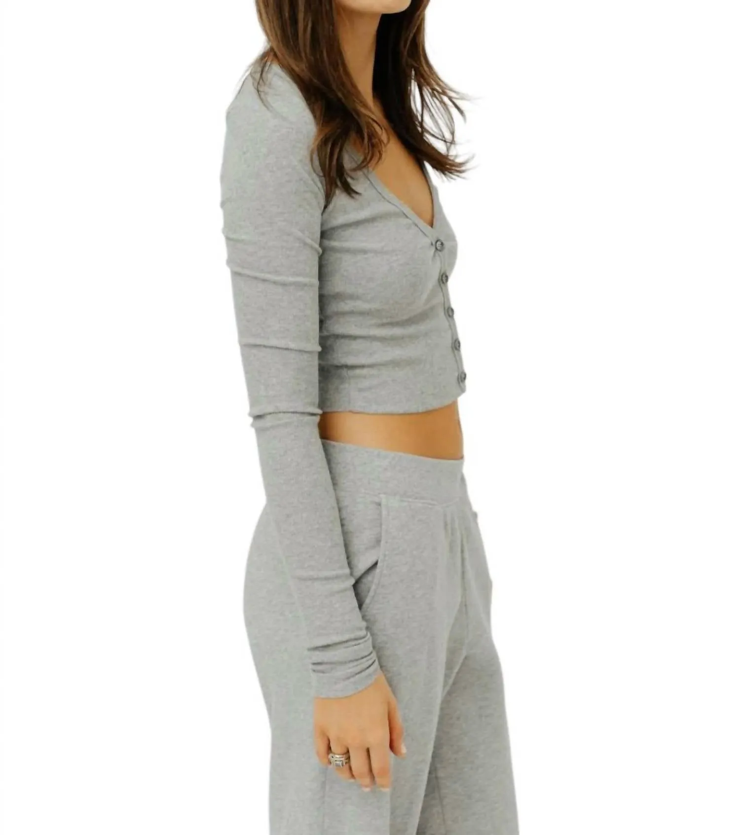 Cropped Cardigan In Heather Grey
