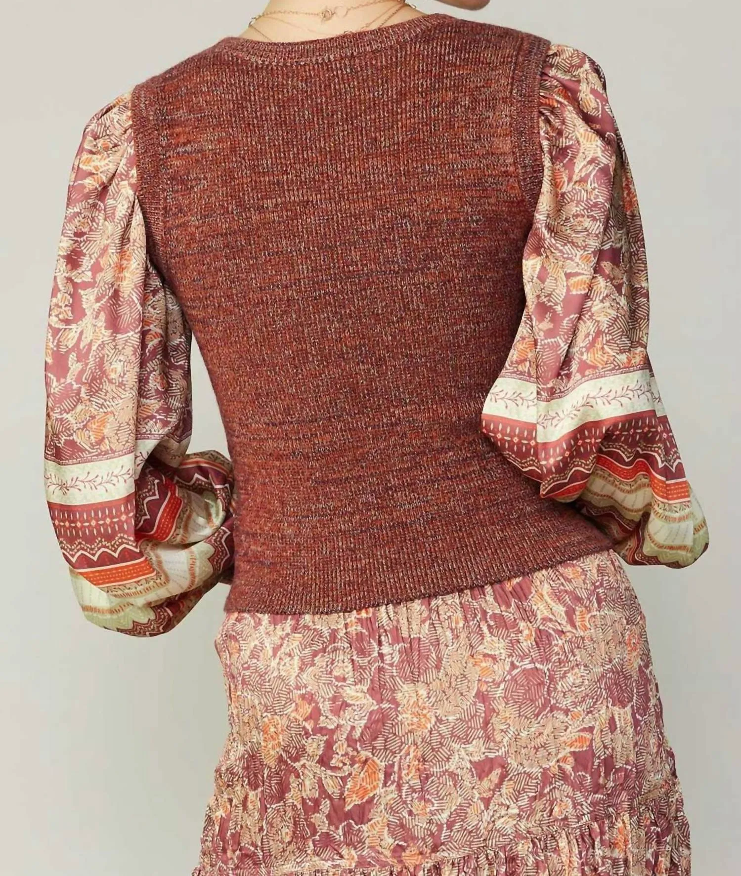 Crossed V-Neck Sweater In Brick Sage