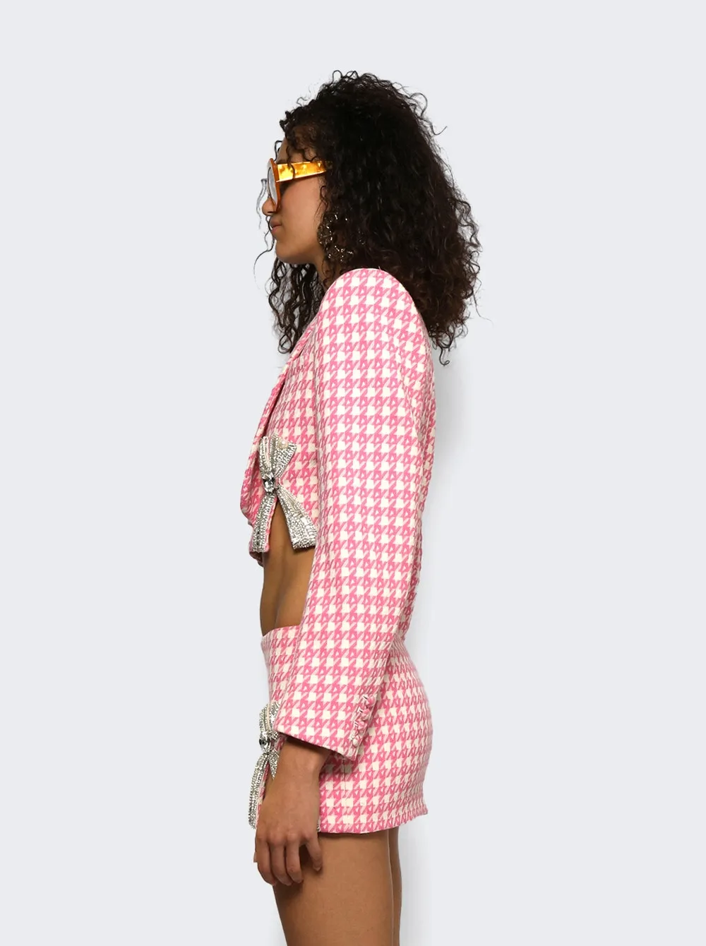 Deco Bow Slit Cropped Blazer