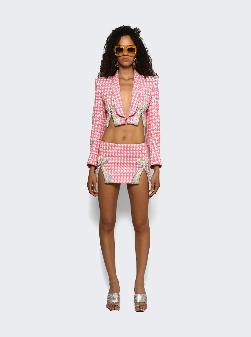 Deco Bow Slit Cropped Blazer