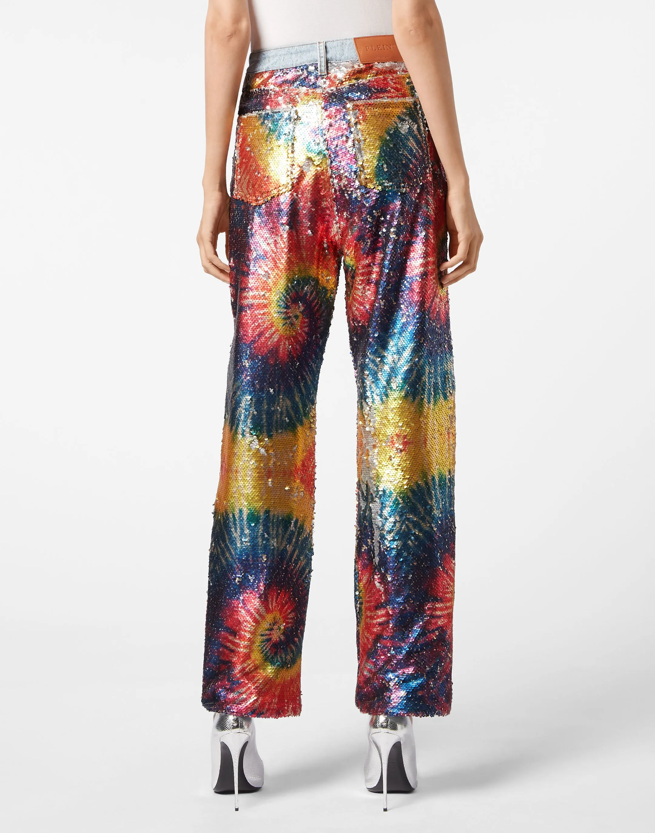 Denim Super Loose Fit Paillettes Multicolor Tie dye