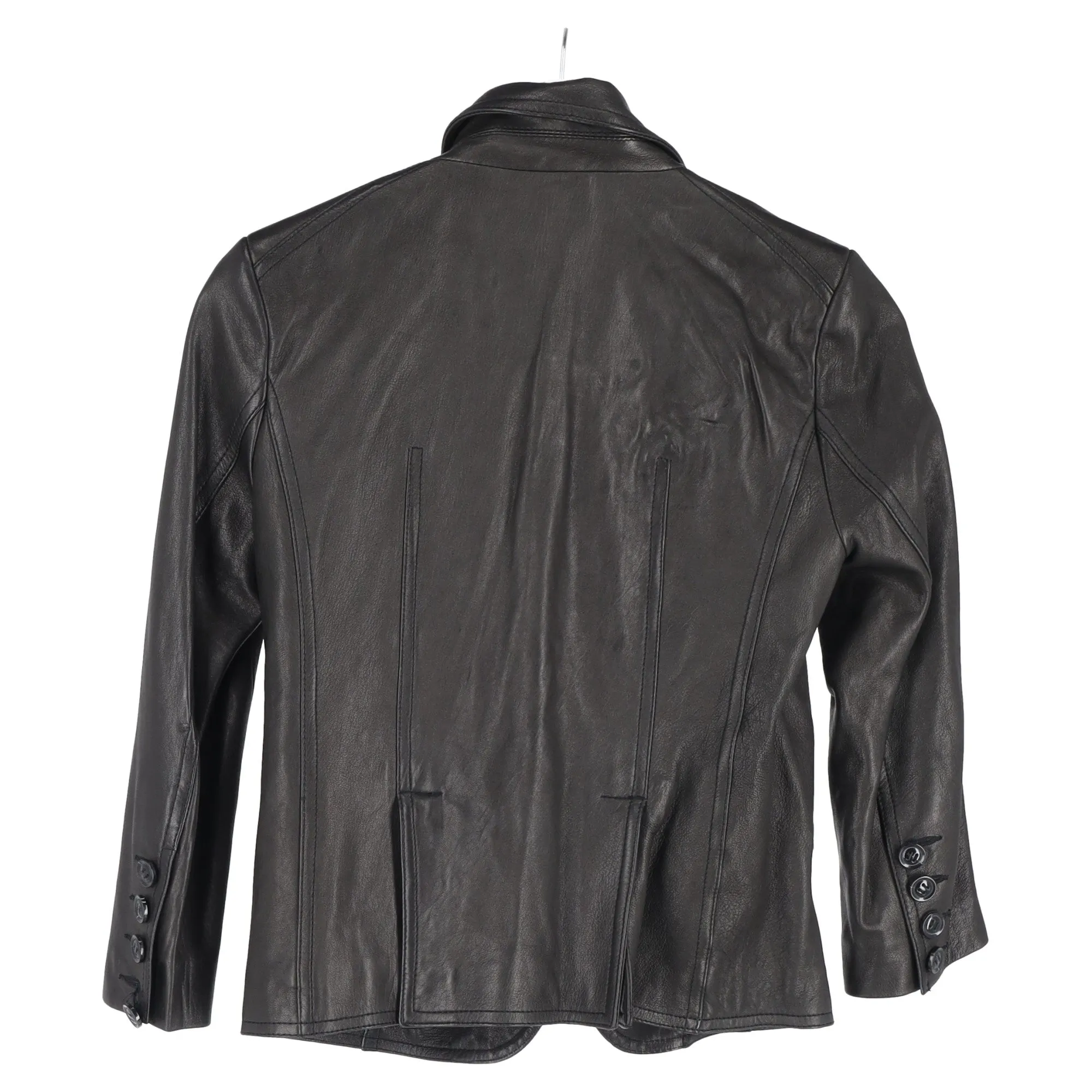 Diane von Furstenberg Double Breasted Blazer in Black Leather