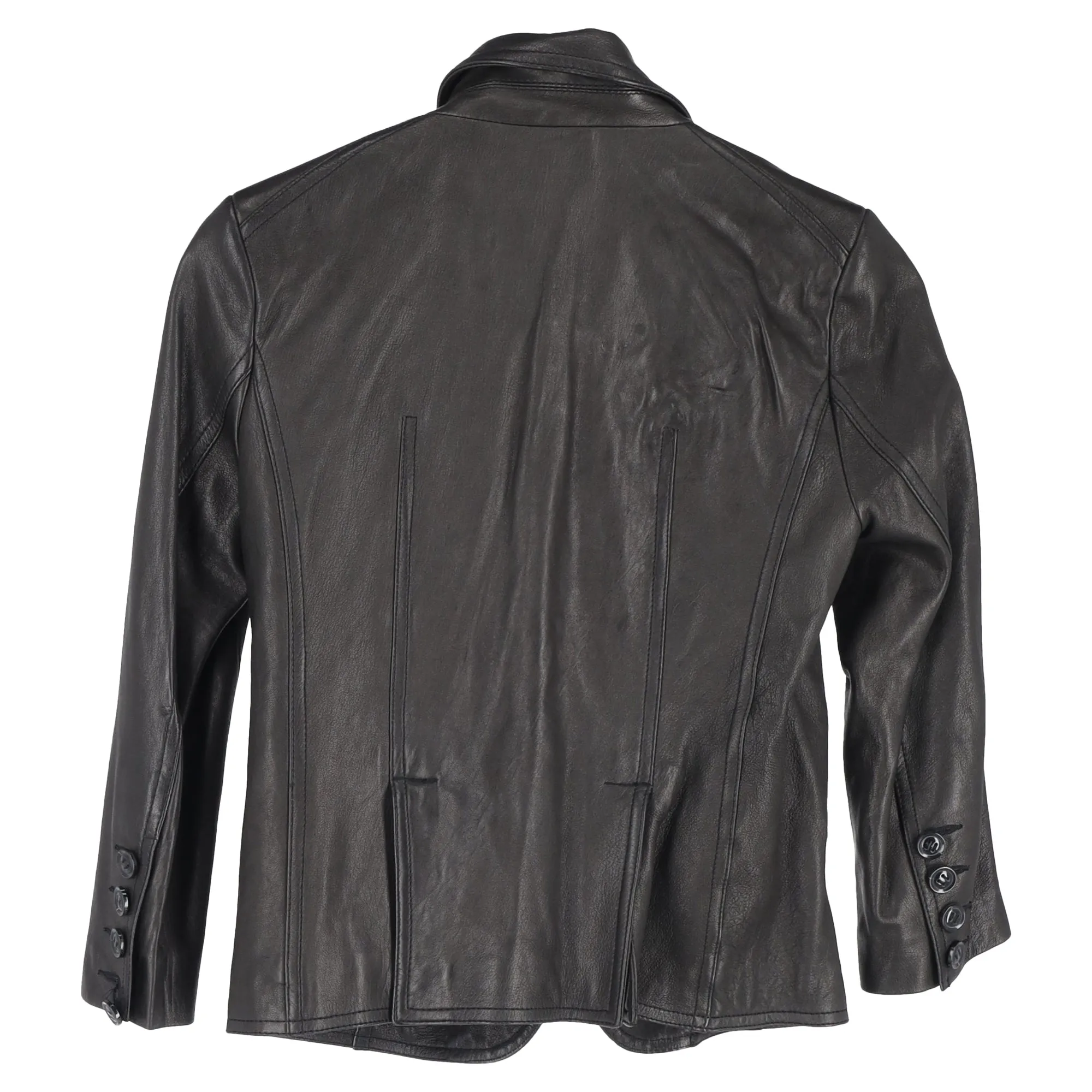 Diane von Furstenberg Double Breasted Blazer in Black Leather