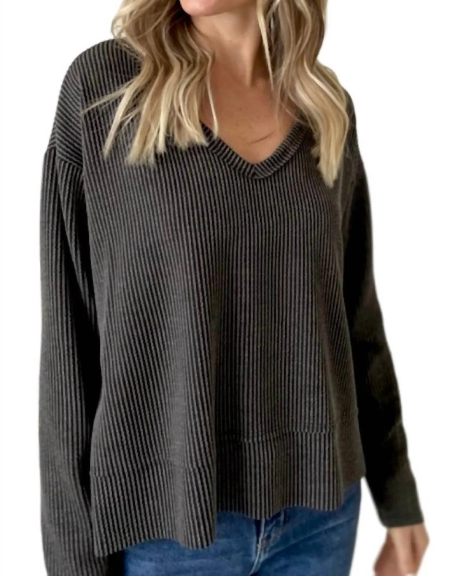 Dolan V Neck Sweater In Charcoal