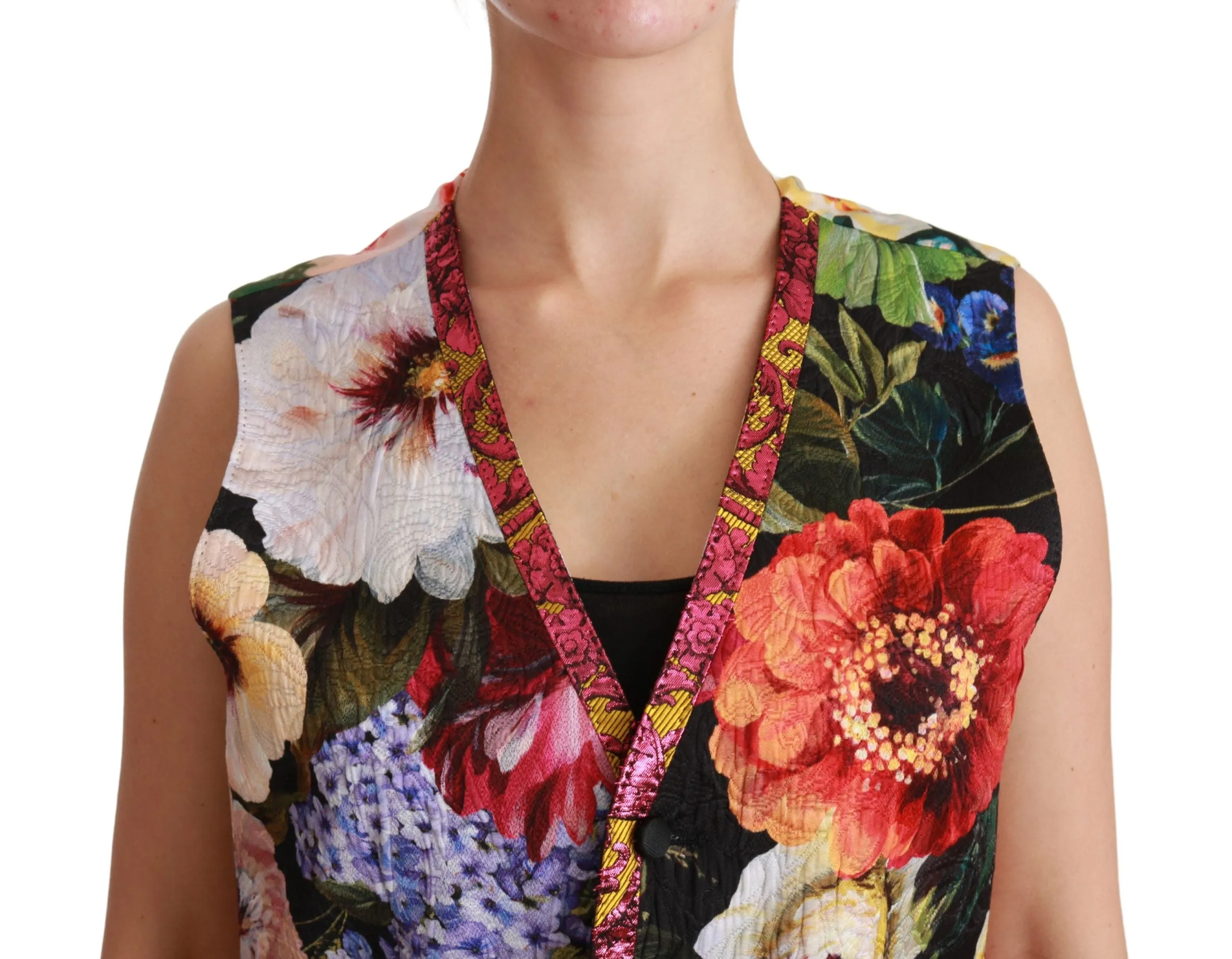 Dolce & Gabbana Brocade Floral Sleeveless Women's Vest