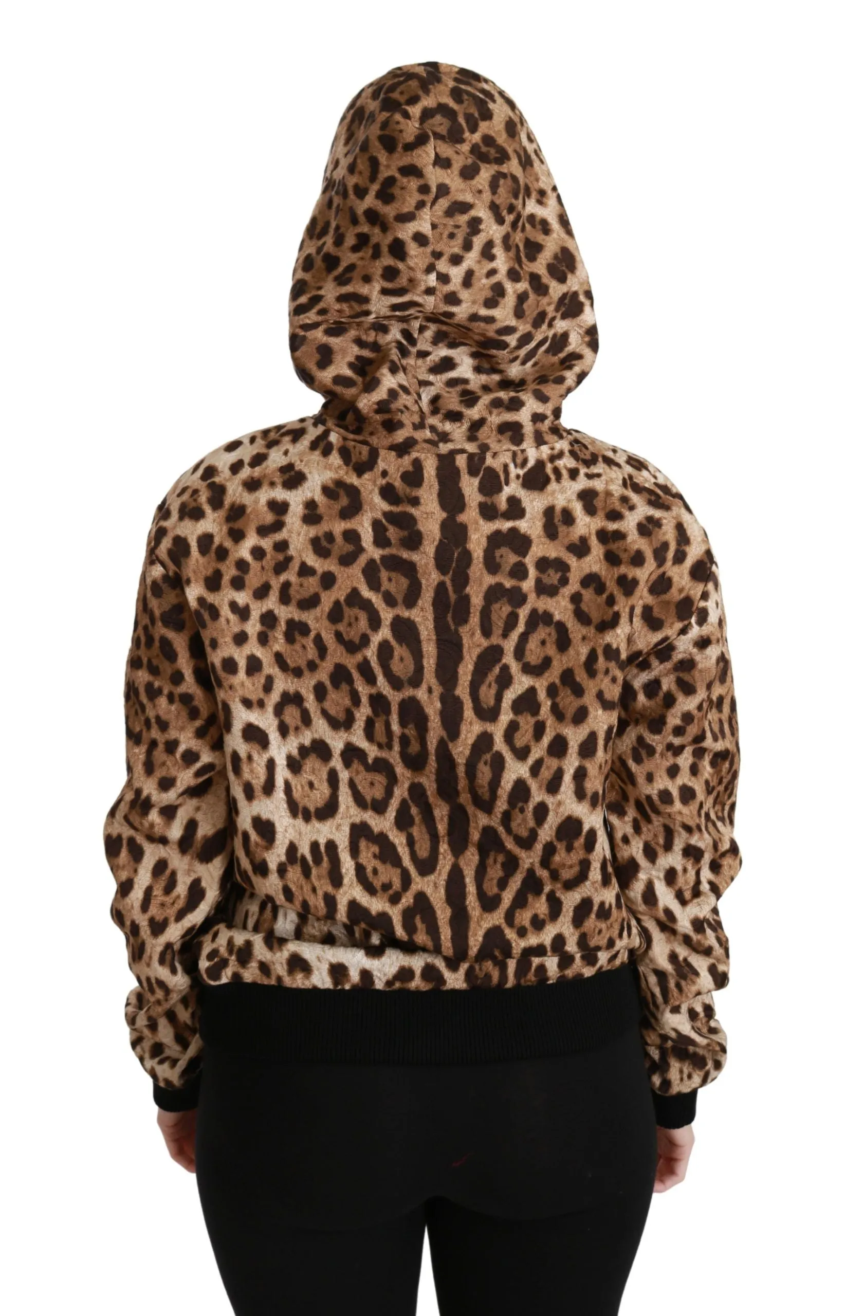 Dolce & Gabbana Elegant Leopard Print Hooded Women's Sweater