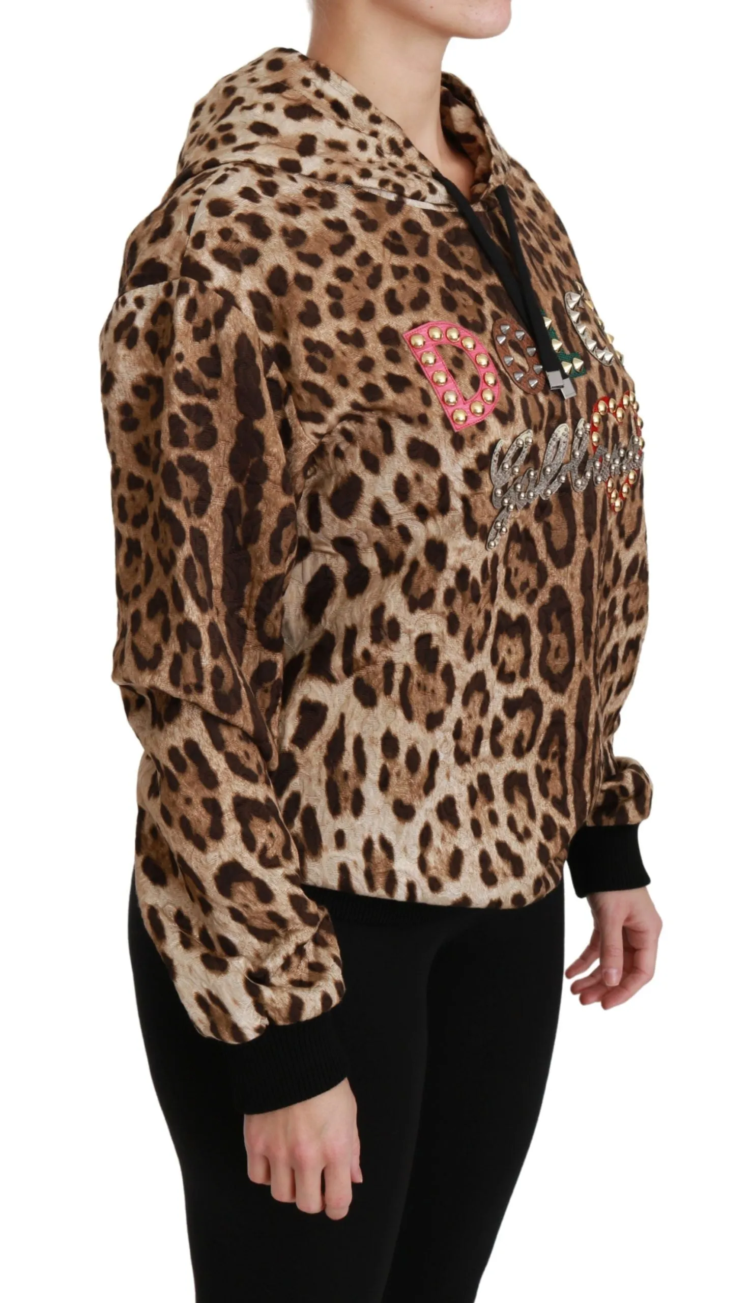 Dolce & Gabbana Elegant Leopard Print Hooded Women's Sweater