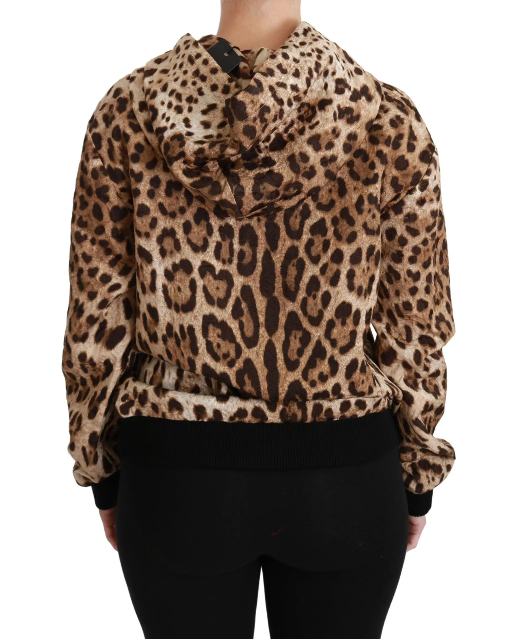 Dolce & Gabbana Elegant Leopard Print Hooded Women's Sweater