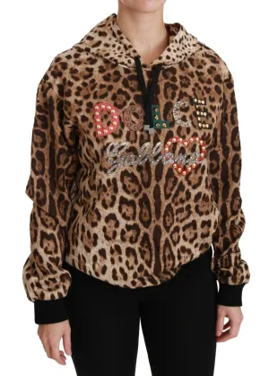 Dolce & Gabbana Elegant Leopard Print Hooded Women's Sweater
