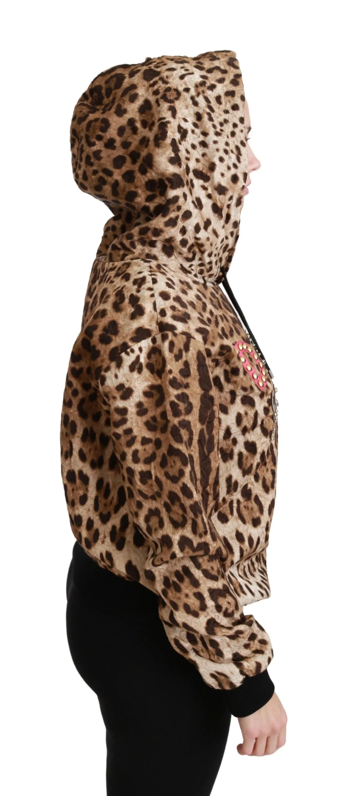 Dolce & Gabbana Elegant Leopard Print Hooded Women's Sweater