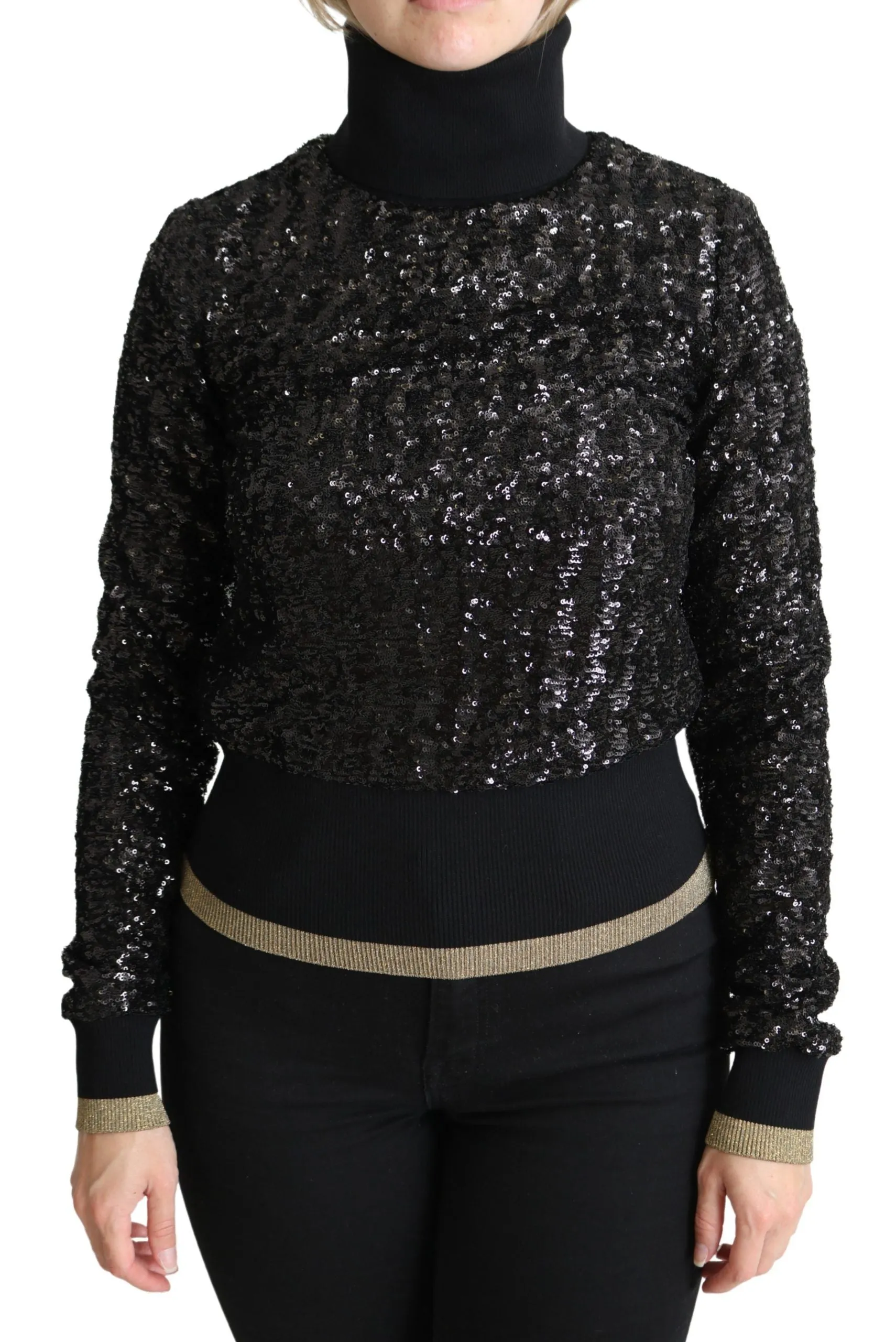 Dolce & Gabbana Elegant Sequined Turtleneck Women's Sweater