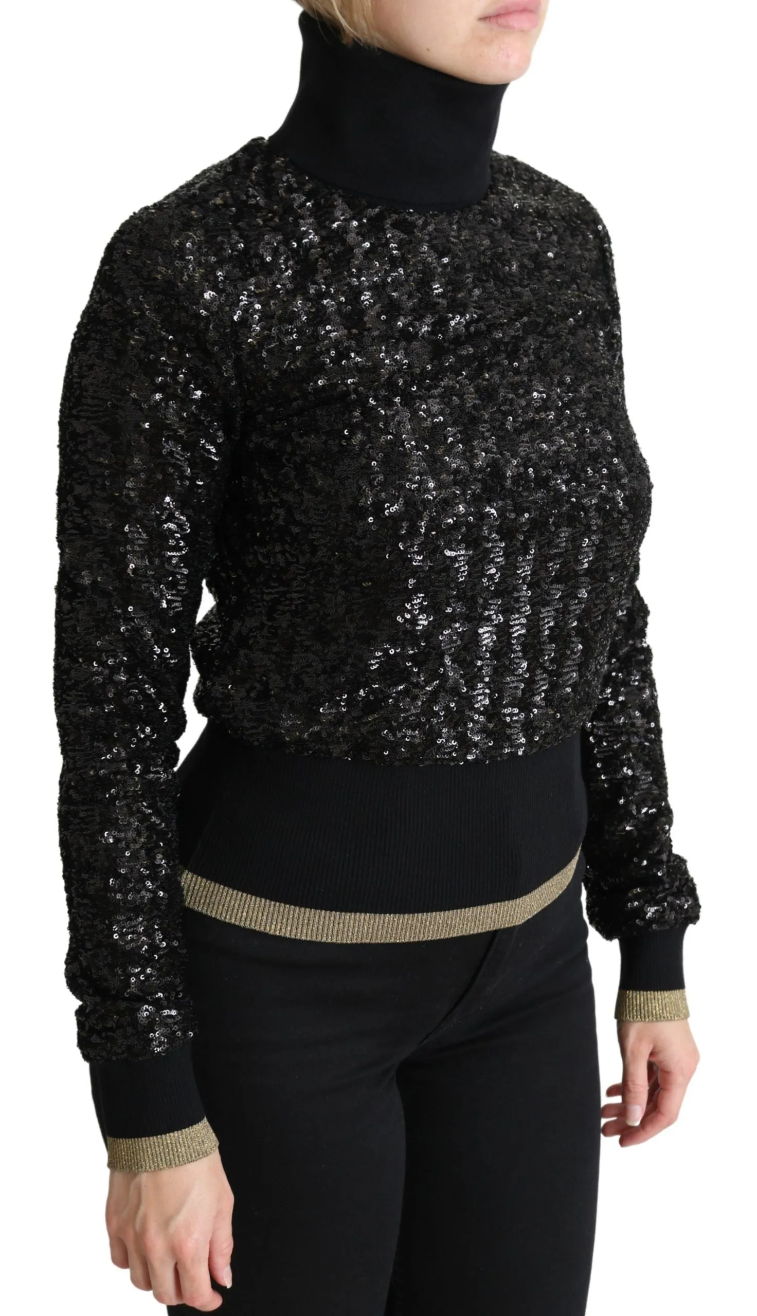 Dolce & Gabbana Elegant Sequined Turtleneck Women's Sweater