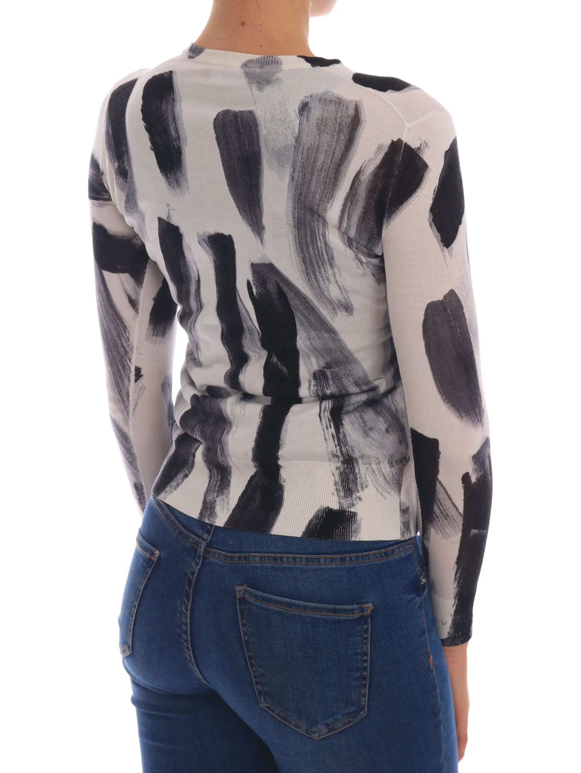 Dolce & Gabbana Elegant Silk Stroke-Pattern Women's Sweater