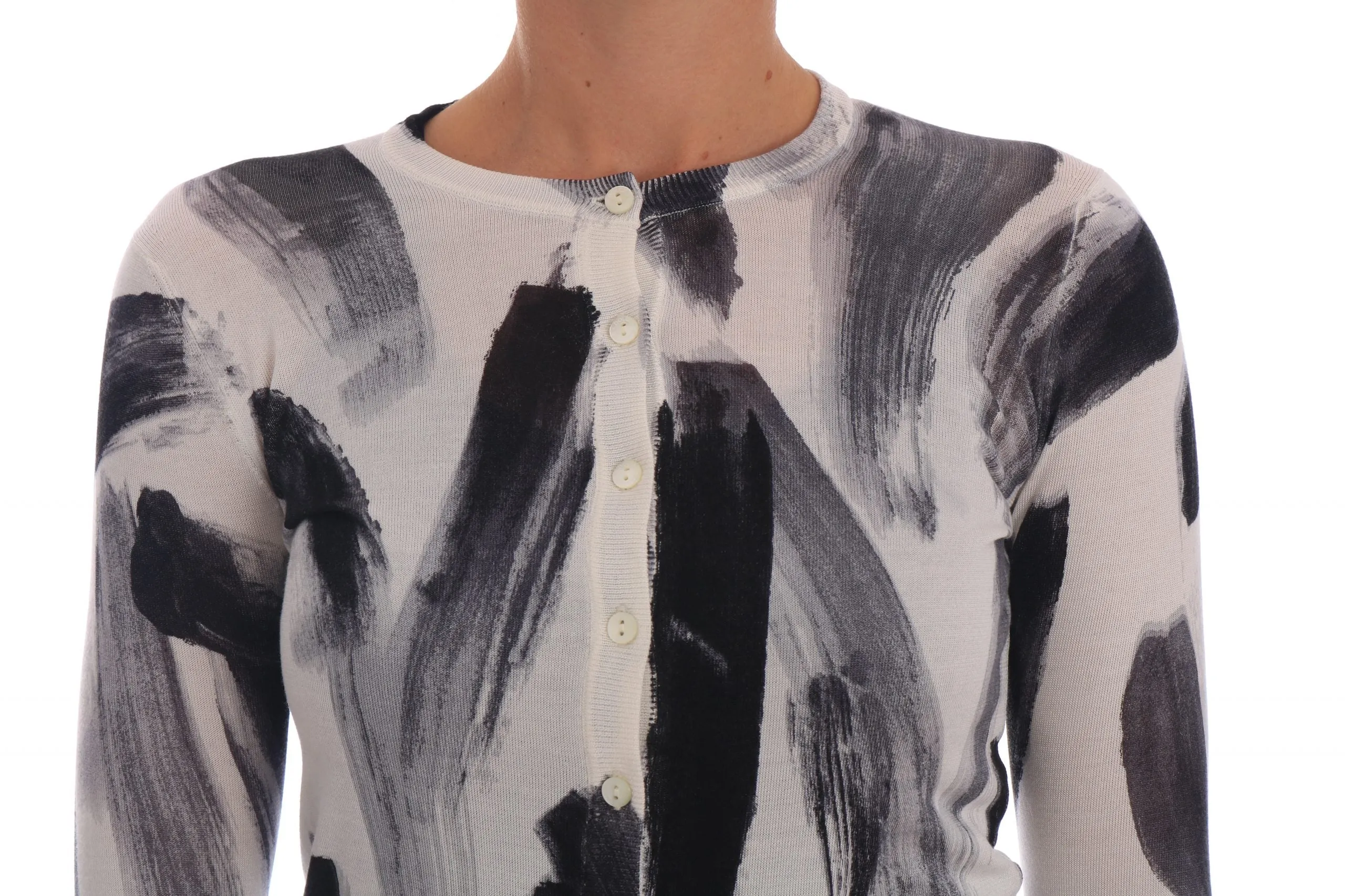 Dolce & Gabbana Elegant Silk Stroke-Pattern Women's Sweater