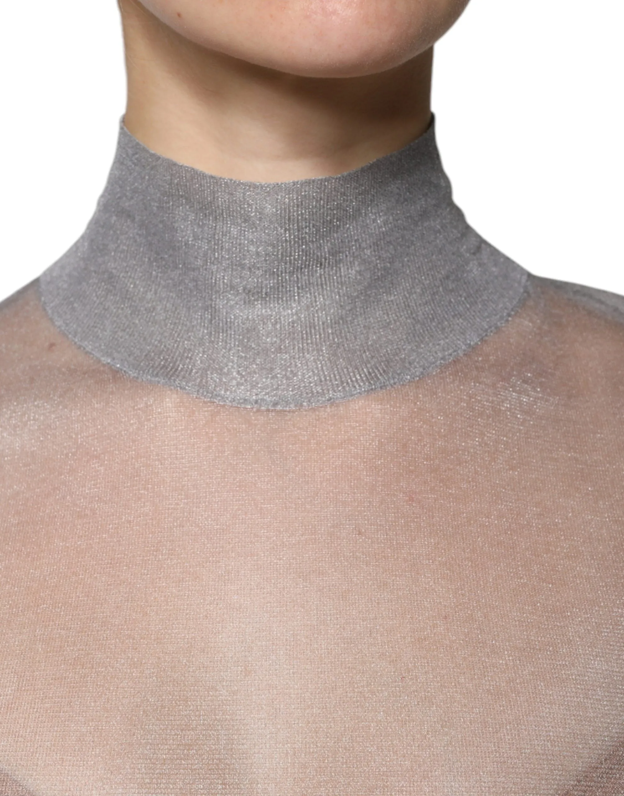 Dolce & Gabbana Mesh Turtleneck Long Sleeve Blouse Women's Top (Pre-Owned)