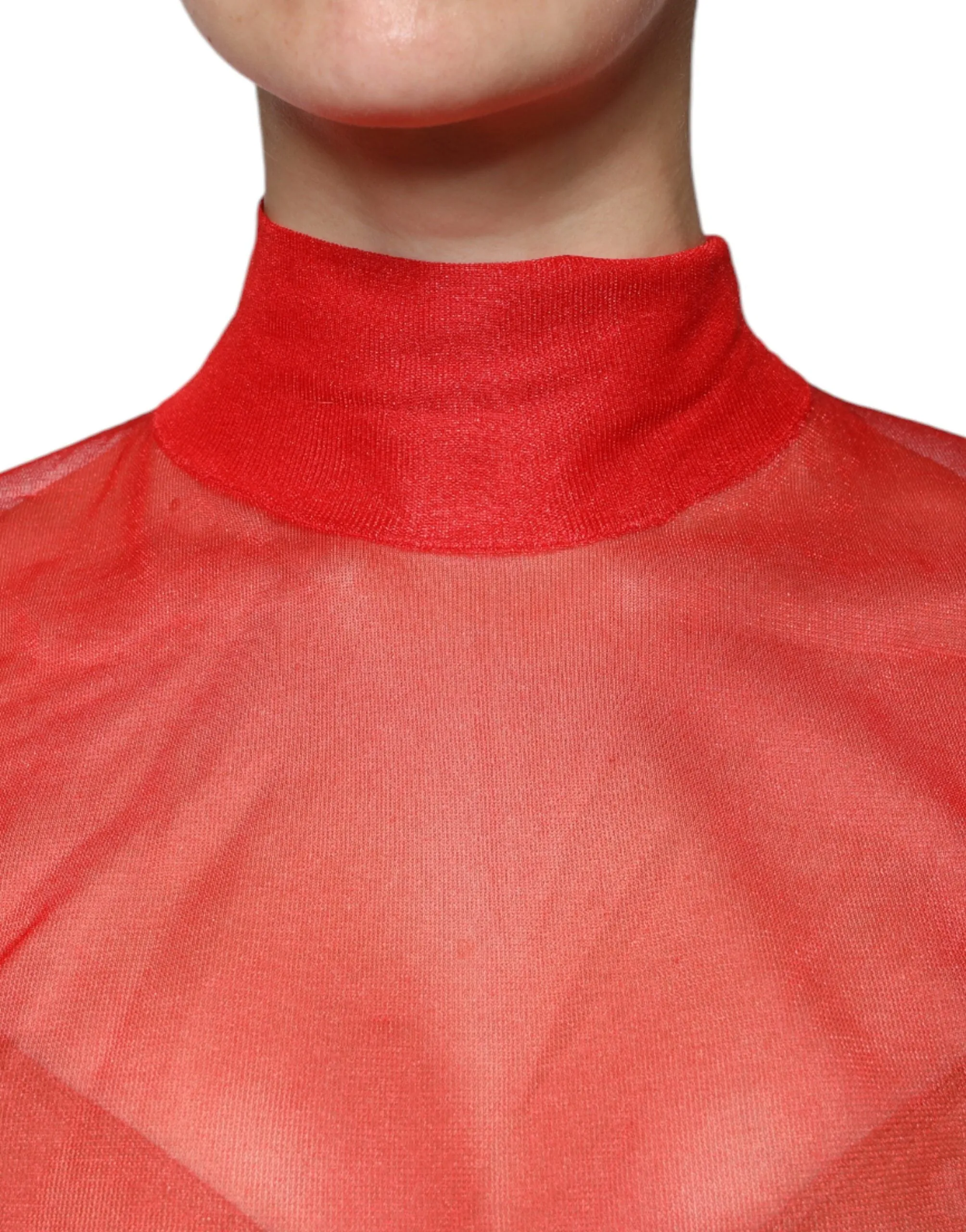 Dolce & Gabbana Mesh Turtleneck Long Sleeve Blouse Women's Top (Pre-Owned)