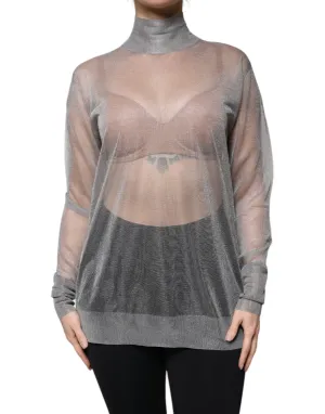 Dolce & Gabbana Mesh Turtleneck Long Sleeve Blouse Women's Top (Pre-Owned)
