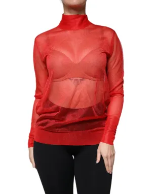 Dolce & Gabbana Mesh Turtleneck Long Sleeve Blouse Women's Top (Pre-Owned)