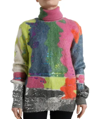 Dolce & Gabbana Mohair Stripe Turtleneck Women's Sweater