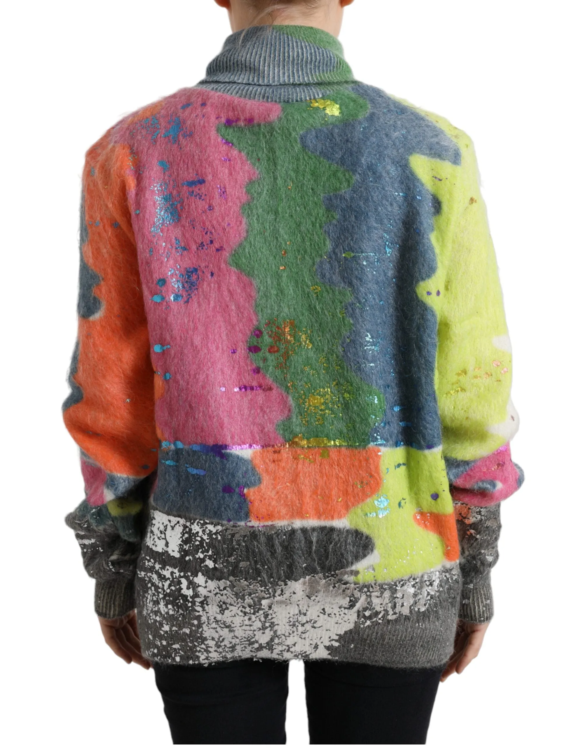Dolce & Gabbana Mohair Stripe Turtleneck Women's Sweater