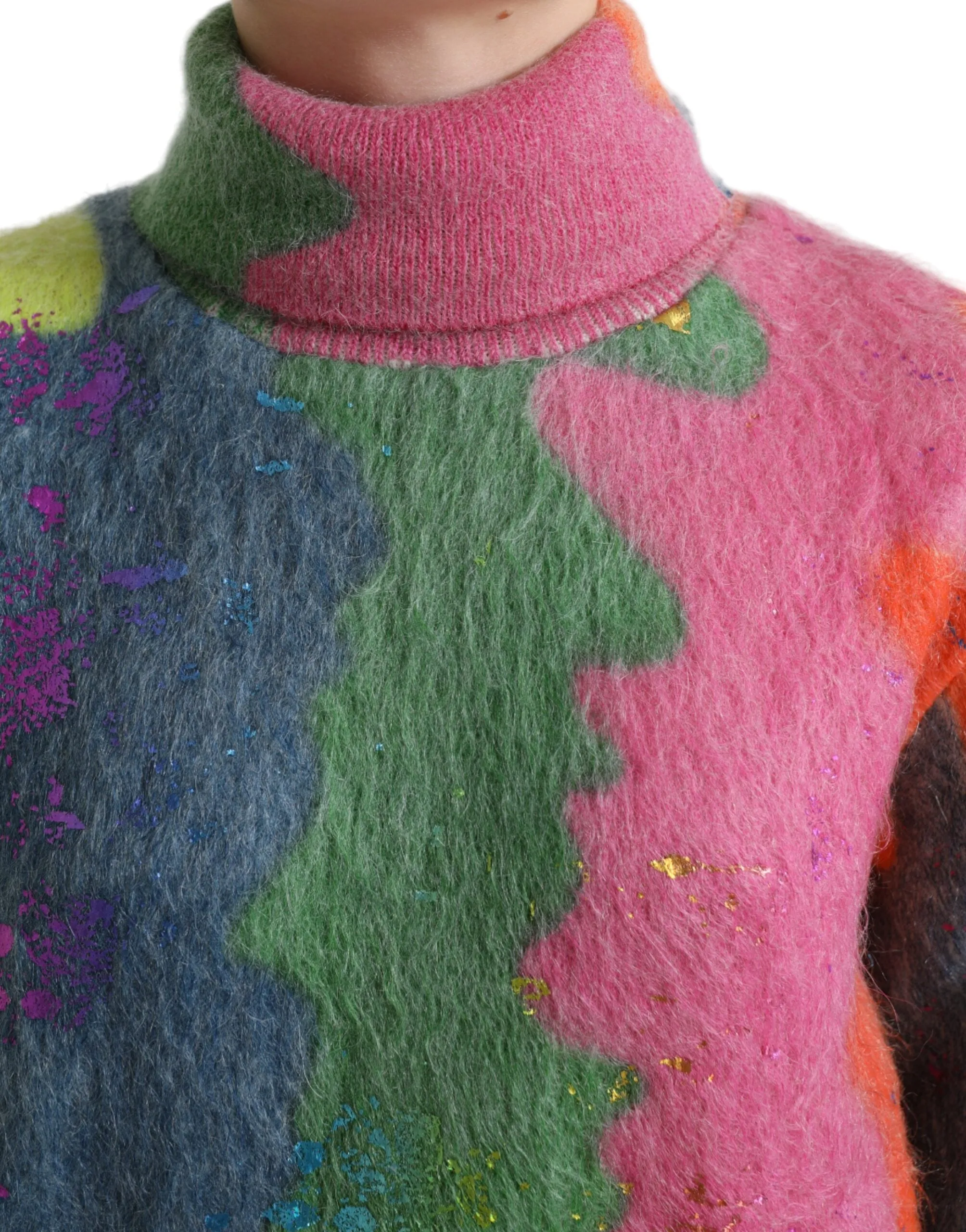 Dolce & Gabbana Mohair Stripe Turtleneck Women's Sweater