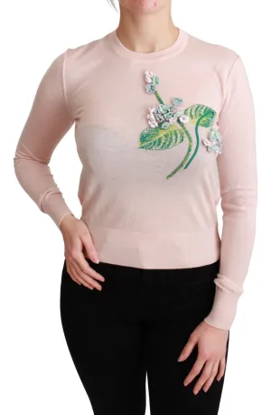 Dolce & Gabbana Silk Blend Floral Embroide Women's Sweater
