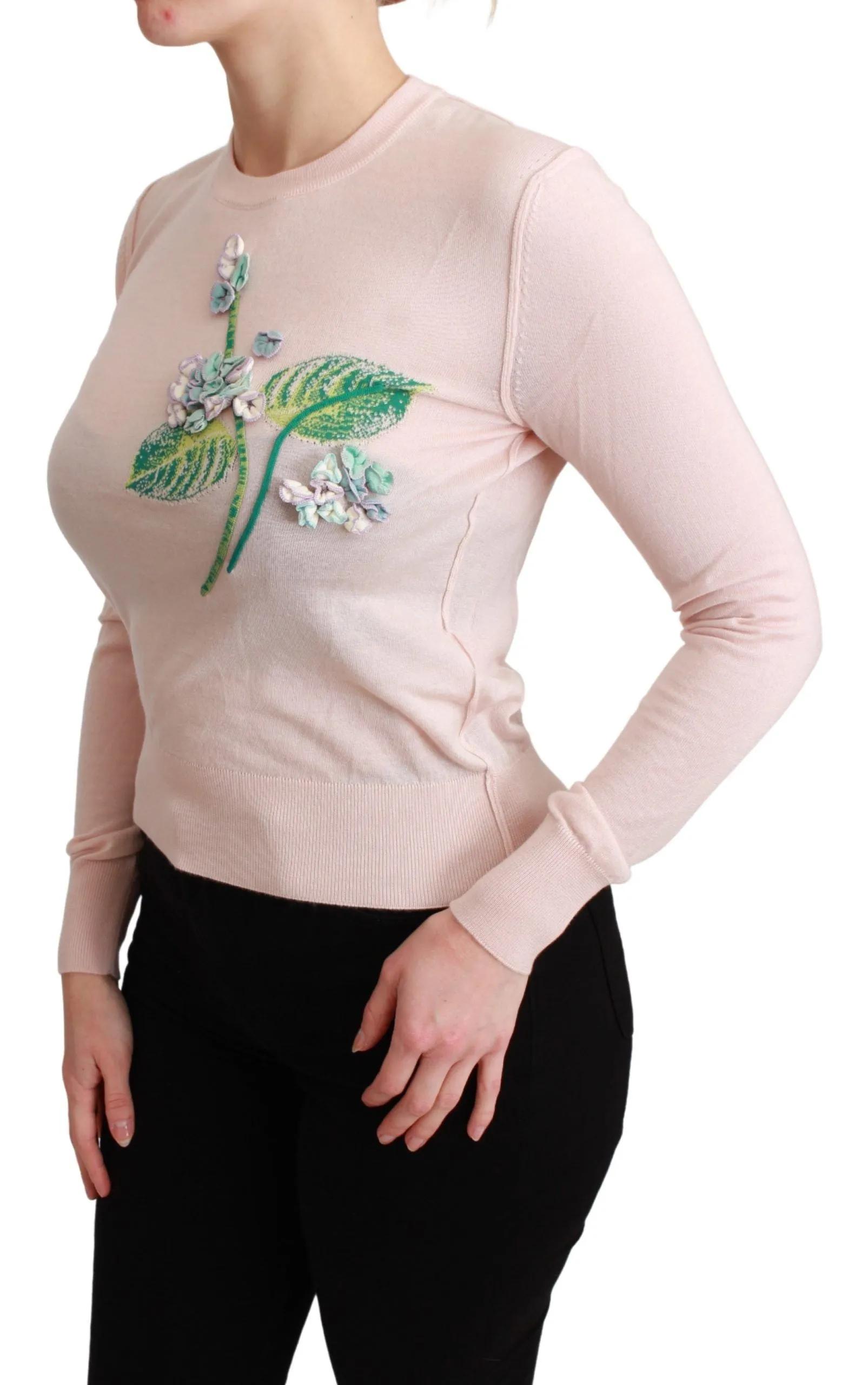 Dolce & Gabbana Silk Blend Floral Embroide Women's Sweater