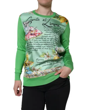 Dolce & Gabbana Silk Granita Al Limone Long Sleeves Women's Sweater (Pre-Owned)