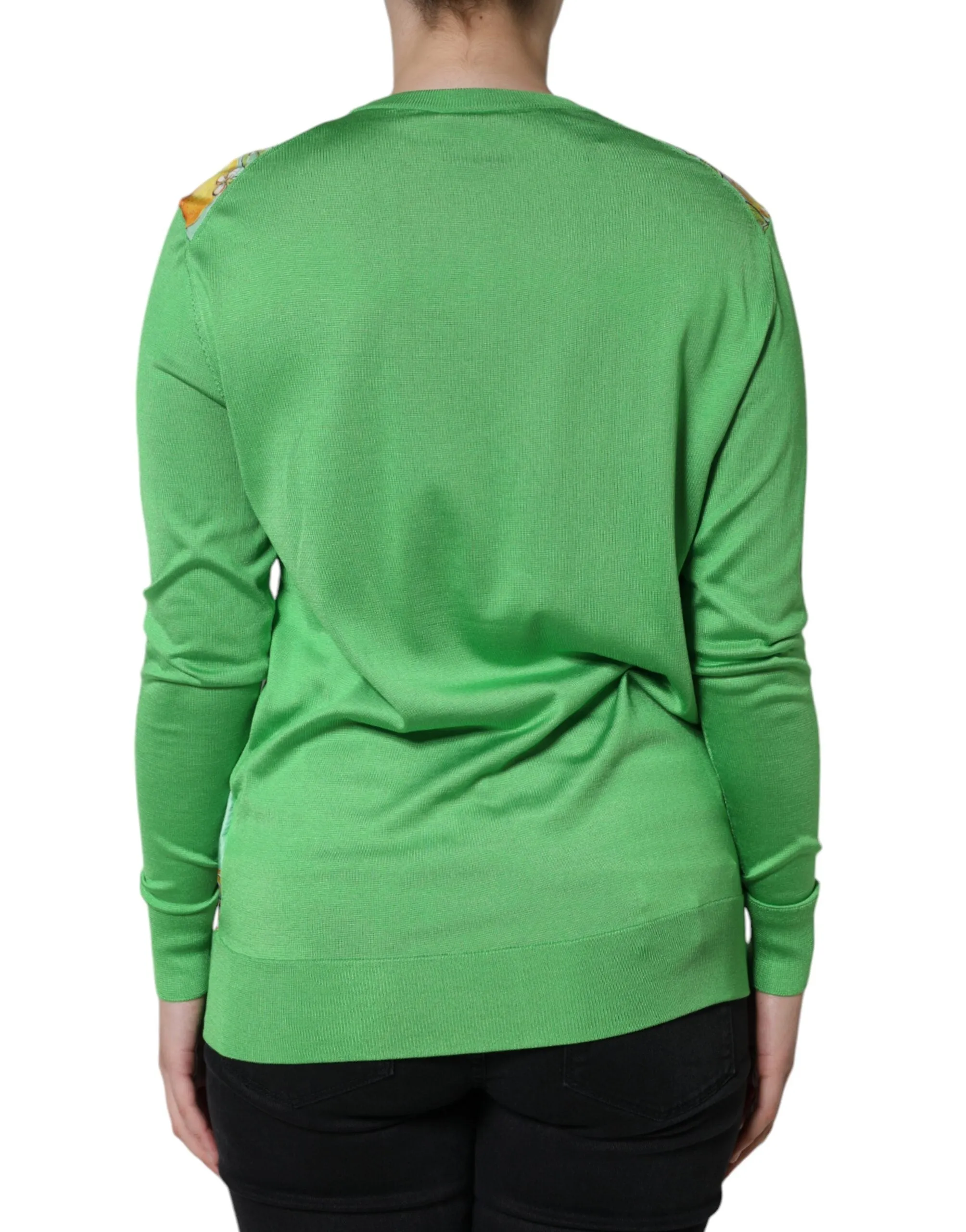 Dolce & Gabbana Silk Granita Al Limone Long Sleeves Women's Sweater (Pre-Owned)
