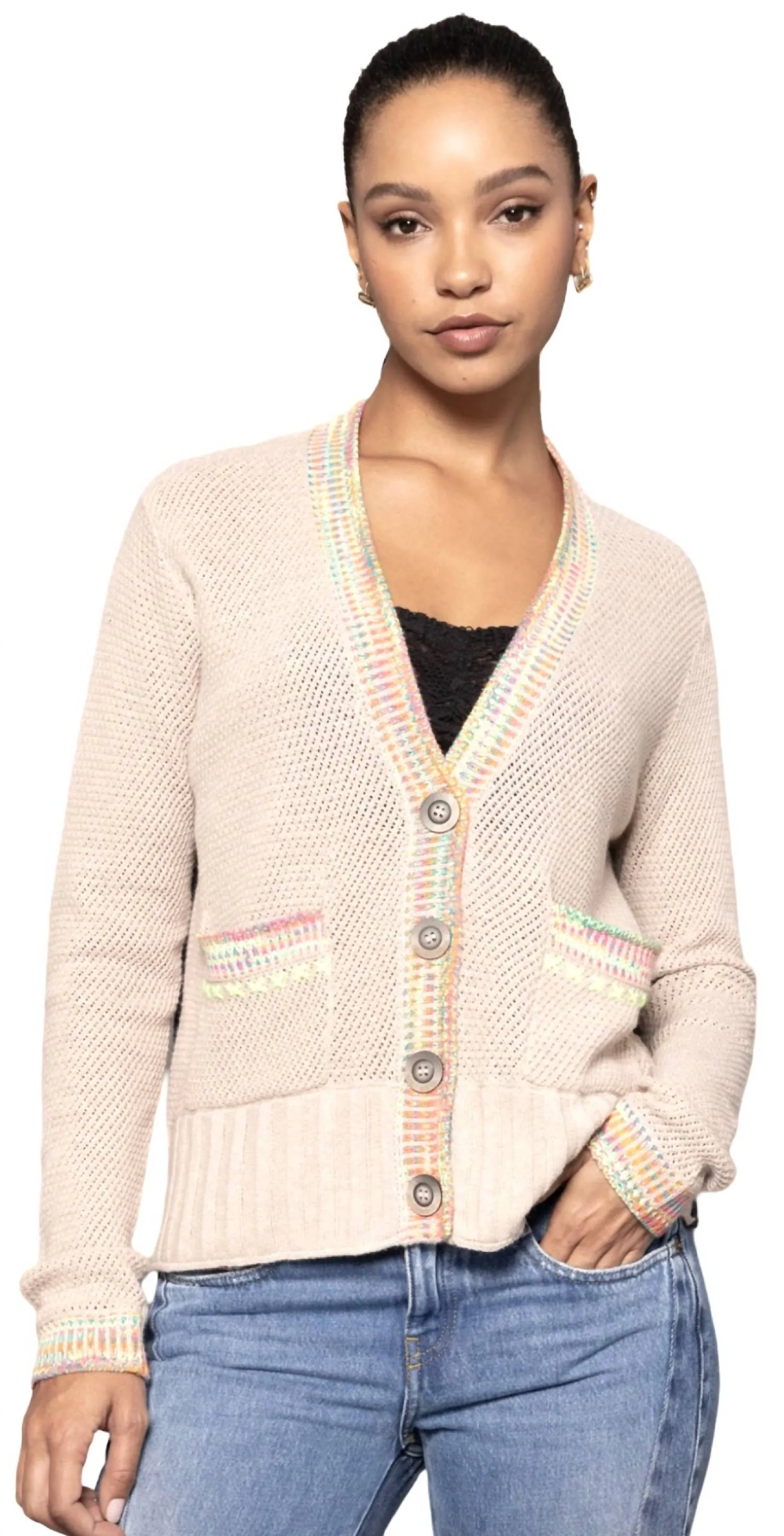 Double Track Cardigan In Sheepskin/vellum