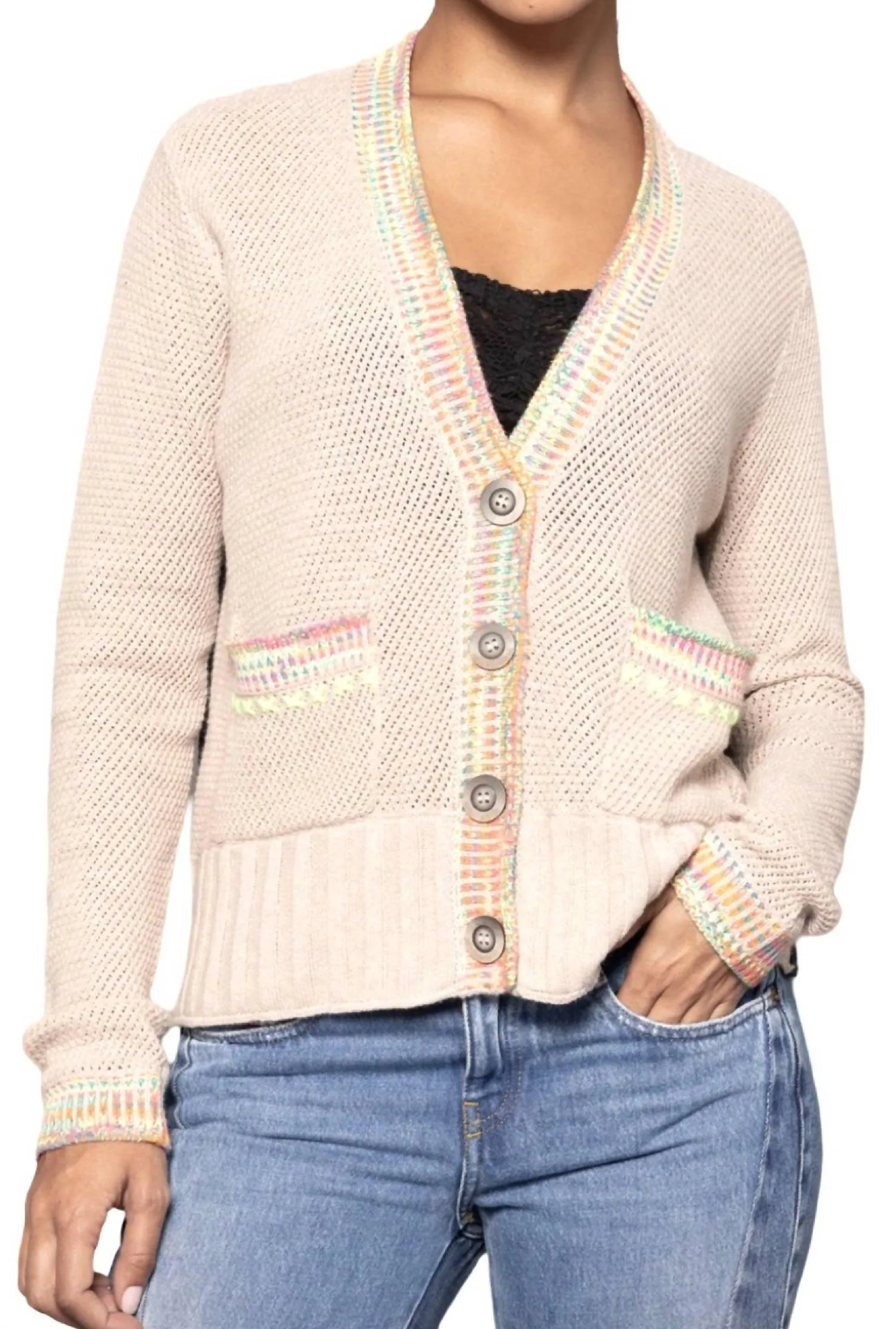 Double Track Cardigan In Sheepskin/vellum