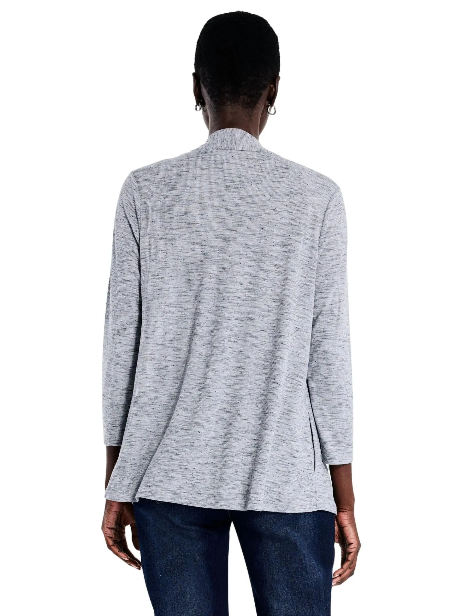 Drapey Rib Cardigan In Moonwalk