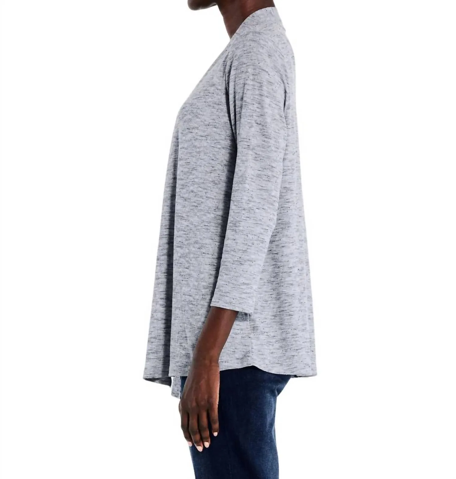 Drapey Rib Cardigan In Moonwalk