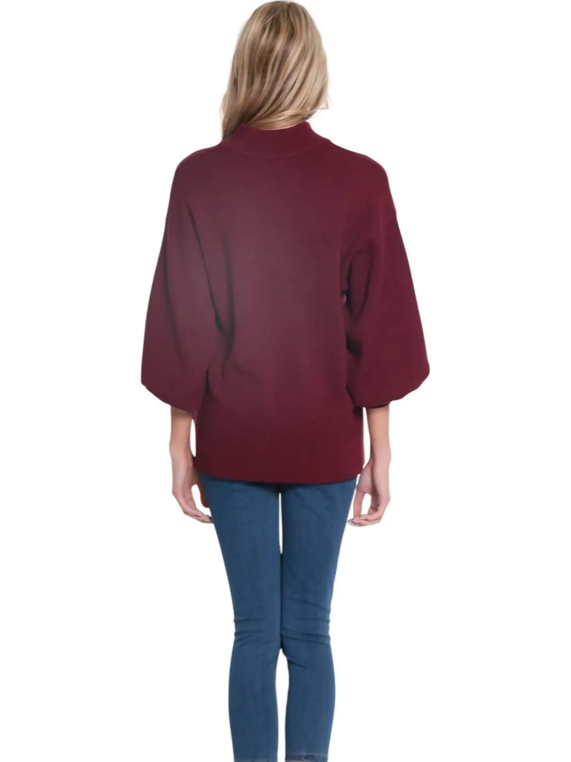 Drop Shoulder Mock Neck Sweater In Eggplant